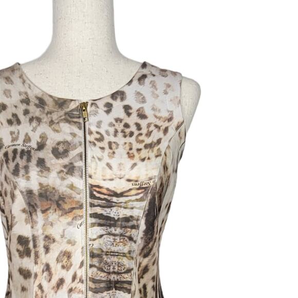 CARMEN STEFFENS Designer Ponte Knit Animal Print Fit Flare Sleeveless Dress - M - Picture 6 of 11